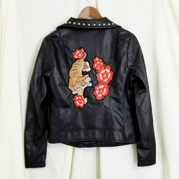 leather jacket with tiger on the back